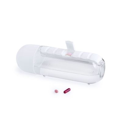 Бутылка для воды с таблетницей GAZUK, тритан, белый-1