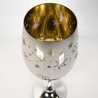 Бокалы для вина 2 штуки MOON&SUN, золотой и серебяный, 22,5х24,8х11,9см, стекло, серебристый, золотистый-2