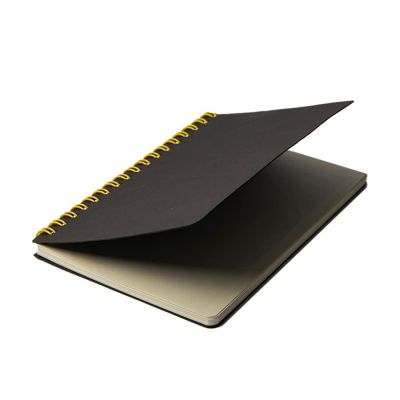 Блокнот на двойной пружине HELIX MINI, 105 х 150  мм, черный с желтым, блок в клеткуБлокнот HELIX MINI, черный, желтый-4