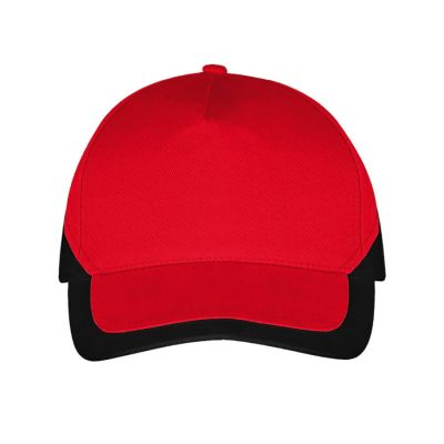 Бейсболка BOOSTER, 5 клиньев, металлическая застежка, красный, черный-2