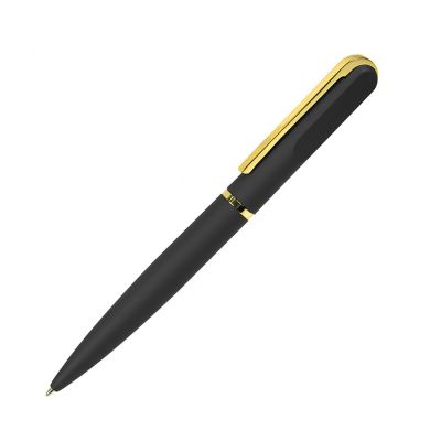 Ручка шариковая FARO, покрытие soft touch, черный, золотистый-0