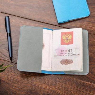 Обложка для паспорта IMPRESSION, коллекция ITEMS, голубой-3