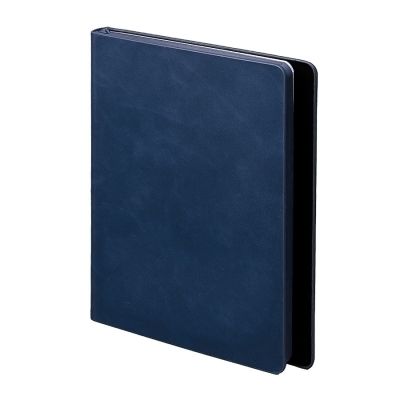 Ежедневник недатированный Solas, формат А5, с магнитом темно-синий, кремовый блок  в линейку-0