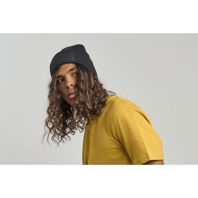 Шапка вязаная  двойная Wind-S с патчем, темно-синий-4