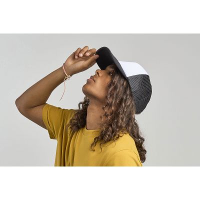 Бейсболка RAPPER-S, 5 клиньев, пластиковая застёжка, белый, желтый-2