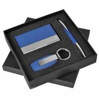 Набор 'Эксперт': визитница, брелок и авторучка, синий