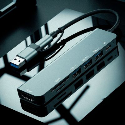 USB-хаб STEM 7 в 1, серый, алюминий-5