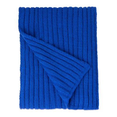Шарф вязаный НАСВЯЗИ© шерсть/акрил, ярко-синий-1