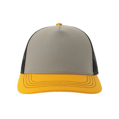 Бейсболка RAPPER CANVAS-S, 5 клиньев, пластиковая застёжка, серый, желтый, чёрный-7
