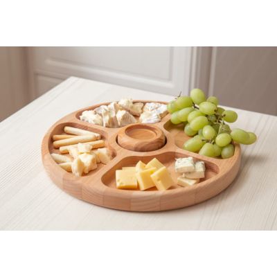 Менажница круглая, 23см, бук, светло-коричневый-1