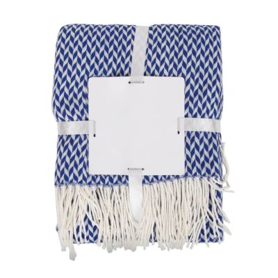 Плед VILLAGE, 130х150 см, акрил 220гр/м2, белый, синий-4