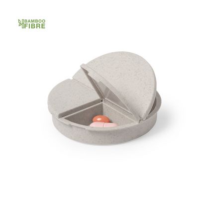 Таблетница BETUR, 3 отсека, h=1,7 cm, d=7,5 см; пластик, бамбуковое волокно, бежевый-0