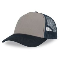Бейсболка 'RAPPER CANVAS-S', 5 клиньев, серый/т.син, пласт.заст., 100% перераб. полиэстер, 270 г/м2, серый, синий