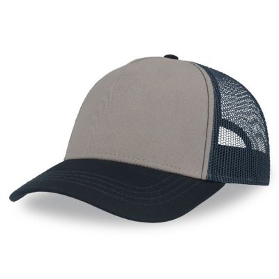 Бейсболка RAPPER CANVAS-S, 5 клиньев, пластиковая застёжка, серый, темно-синий-0