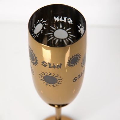 Бокалы для шампанского MOON&SUN (2шт), золотой и серебяный, 26,5х25,3х9,5см, стекло, серебристый, золотистый-3