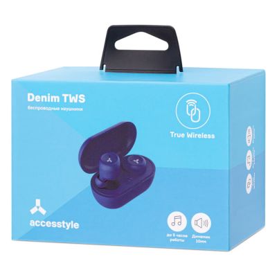Беспроводные наушники ACCESSTYLE DENIM TWS, синие, синий-5