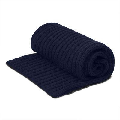 Шарф вязаный НАСВЯЗИ© шерсть/акрил, темно-синий-0