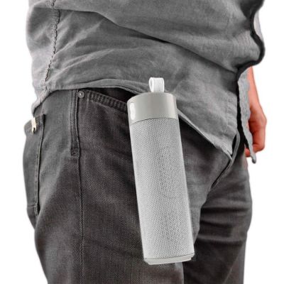 Bluetooth колонка TURBO TUBE с зарядным устройством (2000mAh) и моноподом, белый, серый-12