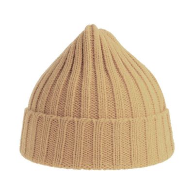 Шапка вязаная SHORE с отворотом из материала rPET/рециклированного полиэстера, бежевый-1