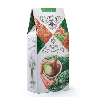 Чай со специями из серии 'СУГРЕВЪ Согревающий'  'Шарлотка с корицей' 60 гр., белый, зеленый-2