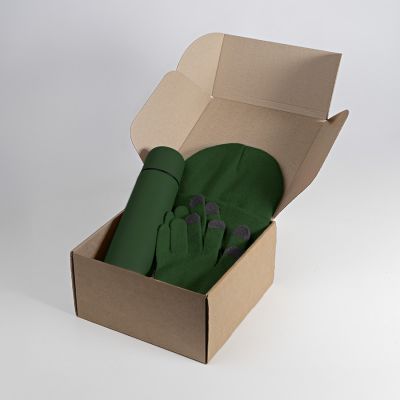 Набор подарочный GET WARM: перчатки, шапка, термос; зеленый-2