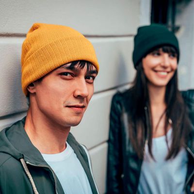 Шапка вязаная RIO с отворотом из материала rPET/рециклированного полиэстера, бордовый-1