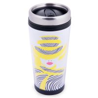 Термокружка DESK под полиграфическую вставку, 350 мл, прозрачный, черный