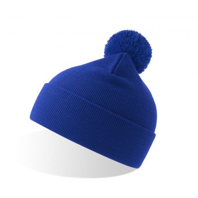 Шапка вязаная  двойная Wind-S c помпоном, ярко-синий-0