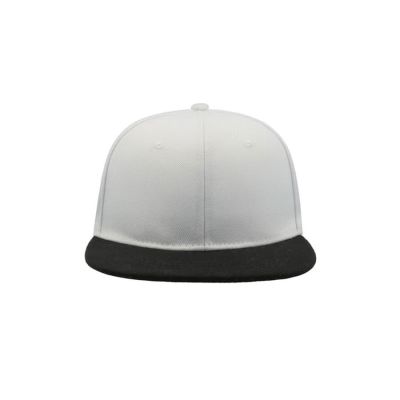 Бейсболка SNAP BACK, 6 клиньев, пластиковая застежка, белый, черный-4