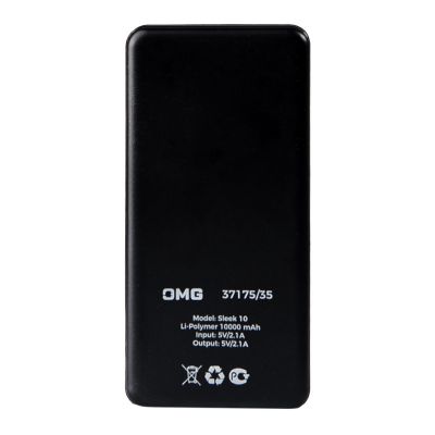 Универсальный аккумулятор Sleek 10 (10000 мАч), черный, 14х6.8х1,5 см-2