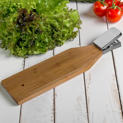 Доска для чистки рыбы деревянная,  с зажимом, 12*46*2см, бук, светло-коричневый-1