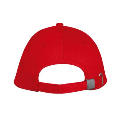 Бейсболка LONG BEACH, 5 клиньев, металлическая застежка, красный, белый-3