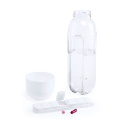 Бутылка для воды с таблетницей GAZUK, тритан, белый-2