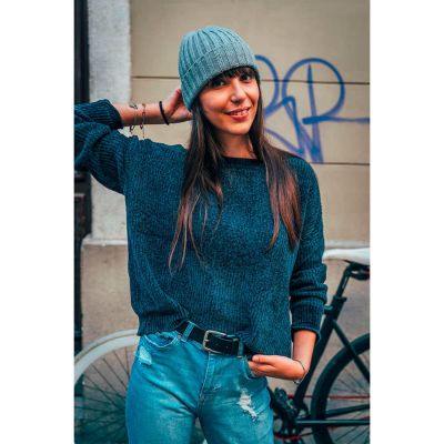 Шапка вязаная SHORE с отворотом из материала rPET/рециклированного полиэстера, черный-2