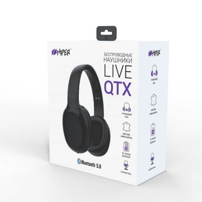 Наушники головные беспроводные Hiper LIVE QTX, черные, черный-3
