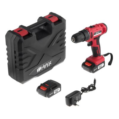 Шуруповерт аккумуляторный HIPER HCD12В, 12В, в кейсе, Li-ion батарея 2,0 Ач (2 шт), 30Нм, красный-4