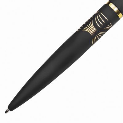 Ручка шариковая FARO, покрытие soft touch, черный, золотистый-7