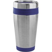 Термокружка  дорожная с крышкой 'Хит'. 450 мл, серебристый, синий