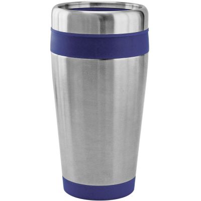 Термокружка  дорожная с крышкой 'Хит'. 450 мл, серебристый, синий-0