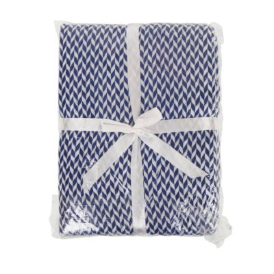 Плед VILLAGE, 130х150 см, акрил 220гр/м2, белый, синий-1