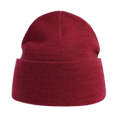 Шапка вязаная PURE  с отворотом из пряжи Polylana, бордовый-5