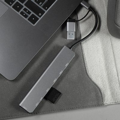 USB-хаб ROOT 8 в 1, серый, алюминий-5