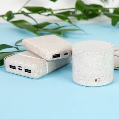 Универсальный аккумулятор WHEAT POWER 10, 10000 mAh, пластик с пшеничным волокном, натуральный-2