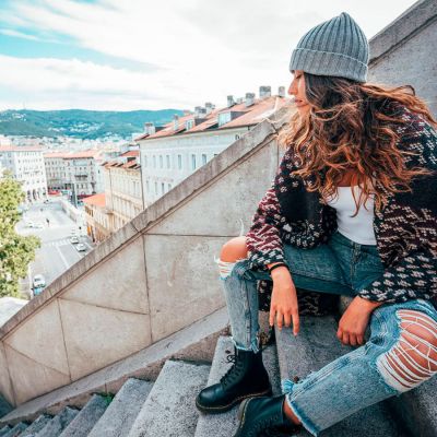 Шапка вязаная SHORE с отворотом из материала rPET/рециклированного полиэстера, горчичный-3