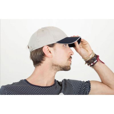 Бейсболка LIBERTY SANDWICH, 6 клиньев, сэндвич, металлическая застежка, серый, синий-1