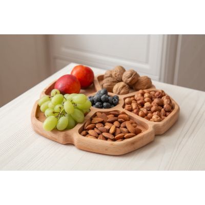 Менажница цветок, 23см, бук, светло-коричневый-1