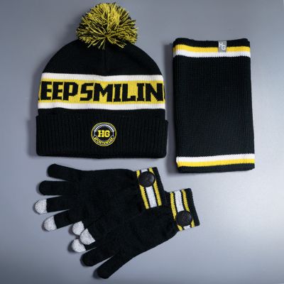 Образец вязанный снуд CUSTOM MERCH, 100% аркил, черный, желтый-2