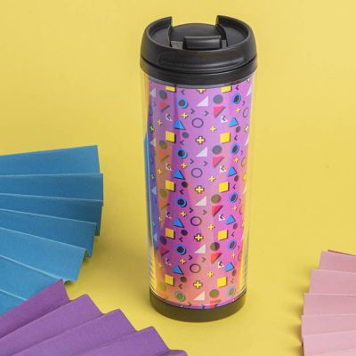 Термокружка PLAN под полиграфическую вставку,  350 мл, прозрачный, черный-5