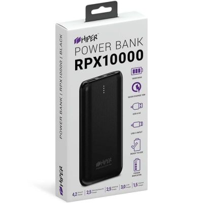 Универсальный аккумулятор RPX10000, QC3.0, PD, TYPE C, емкость 10000 мАч, черный-2
