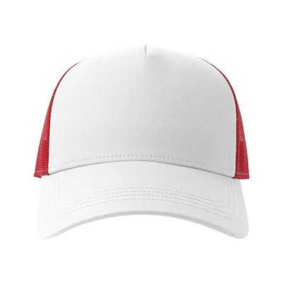 Бейсболка RAPPER COTTON-S, 5 клиньев, пластиковая застёжка, белый, красный-2